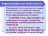 Vocabulary of the Russian language from the point of view of its origin Vocabulary from the point of view of its